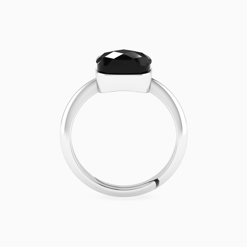 Waves by L'azurde Black Stone Ring In Silver - Image 4